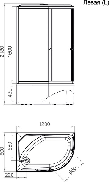 Изображение товара Душевая кабина Domani-Spa Delight Slim 128 High L / DS01DS128LHWM00