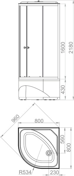 Изображение товара Душевая кабина Domani-Spa Delight Slim 88 High / DS01DS88HWM00