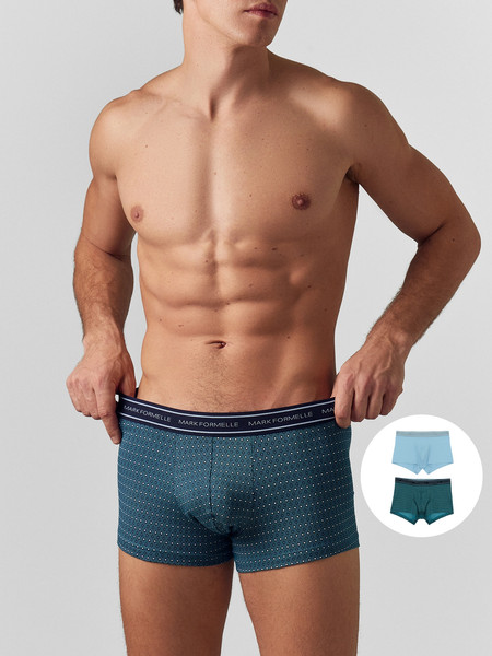 Изображение товара Комплект мужских трусов Mark Formelle 411124-2 (р.94-104, узор на темно-бирюзовом/пыльный голубой)