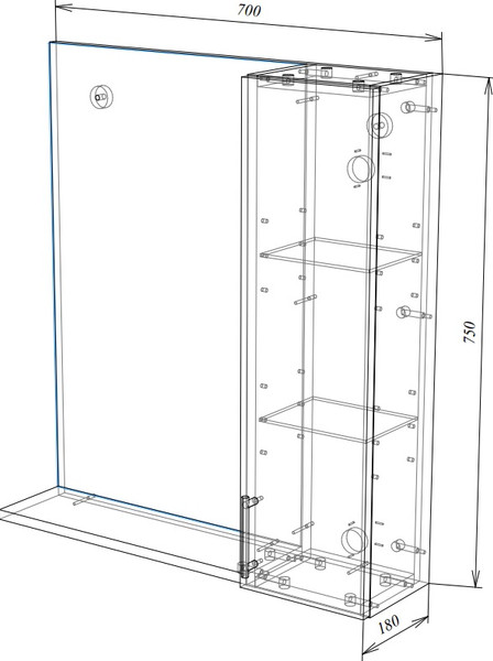 Изображение товара Шкаф с зеркалом для ванной Garda KELN3_700R / 03.3.700 R
