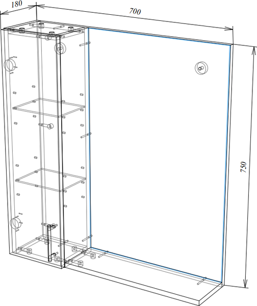 Изображение товара Шкаф с зеркалом для ванной Garda KELN3_700L / 03.3.700 L