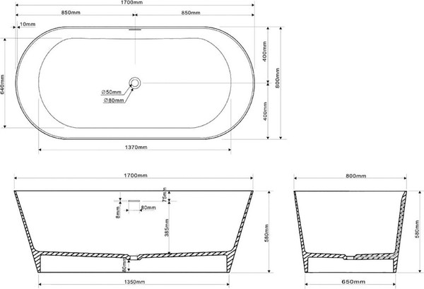 Изображение товара Ванна из искусственного камня Abber Stein AS9605 (белый матовый)