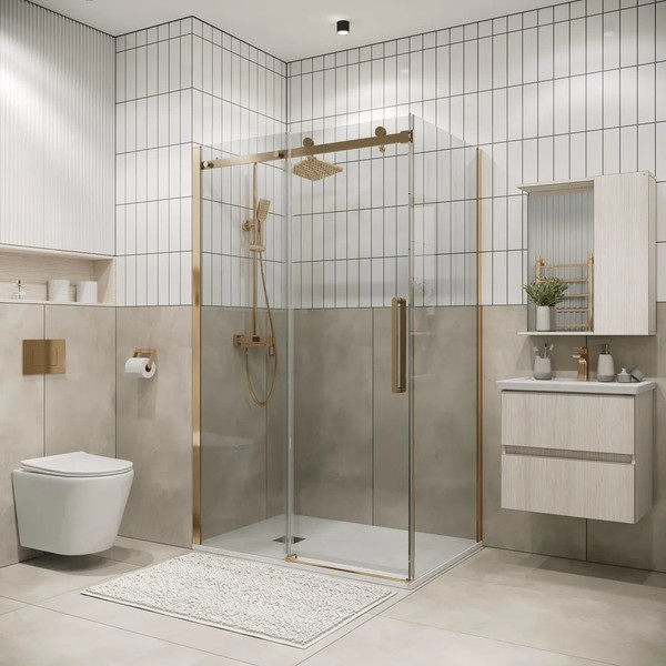 Изображение товара Душевой уголок Grossman Classic 130x80x195 / 120.K33.04.1380.32.00 (золото сатин/стекло прозрачное)