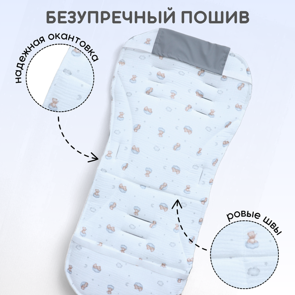 Изображение товара Вкладыш для коляски Bubago КМ1 BG 169-2 (серый мишки)