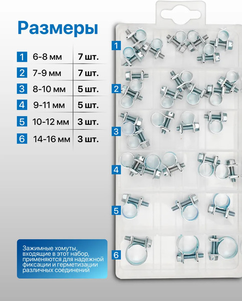Изображение товара Набор хомутов червячных Forsage F-06783 (65433), (30шт)