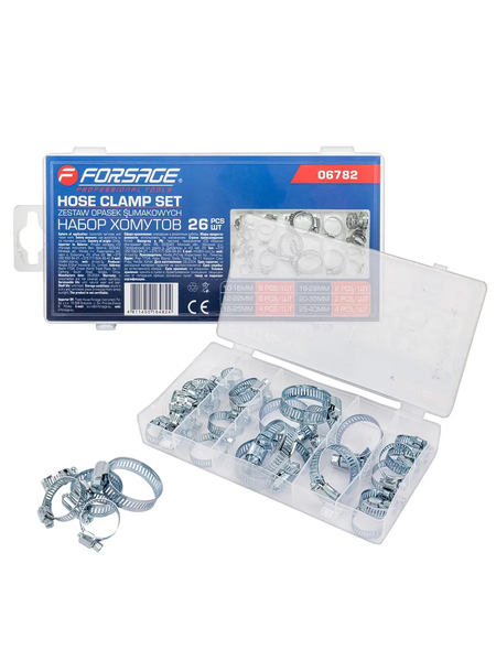 Изображение товара Набор хомутов червячных Forsage F-06782 (65434), (26шт)