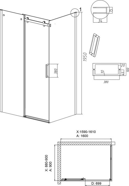 Изображение товара Душевой уголок Grossman Classic 160x90x195 / 120.K33.04.1690.21.00 (черный матовый/стекло прозрачное)