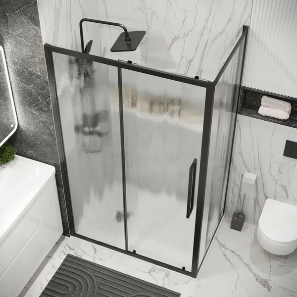 Изображение товара Душевой уголок Grossman Cosmo 100x100x195 / 120.K33.02.1010.21.02 (черный матовый/стекло шиншилла)