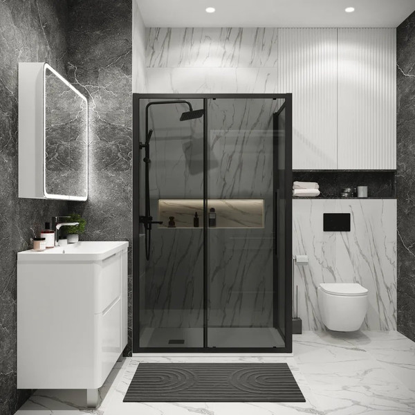 Изображение товара Душевой уголок Grossman Cosmo 110x100x195 / 120.K33.02.1110.21.10 (черный матовый/стекло тонированное)