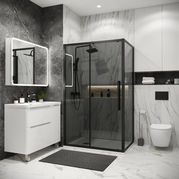 Изображение товара Душевой уголок Grossman Cosmo 110x100x195 / 120.K33.02.1110.21.10 (черный матовый/стекло тонированное)