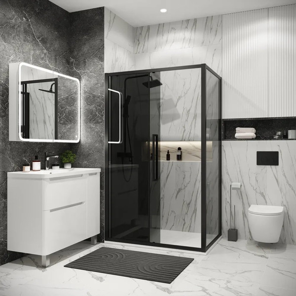 Изображение товара Душевой уголок Grossman Cosmo 110x100x195 / 120.K33.02.1110.21.10 (черный матовый/стекло тонированное)