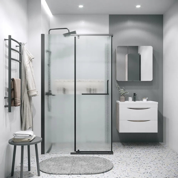 Изображение товара Душевой уголок Grossman Pragma 100x100x195 / 120.K33.03.1010.21.02 (черный матовый/стекло шиншилла)