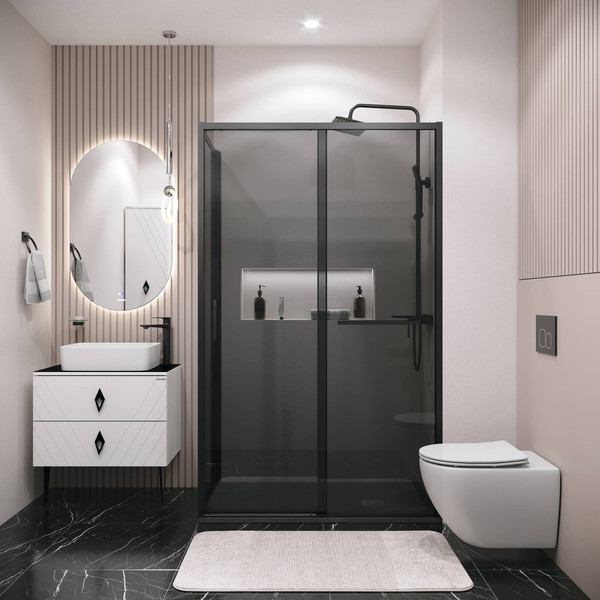 Изображение товара Душевой уголок Grossman Style 100x100x195 / 120.K33.05.1010.21.10 (черный матовый/стекло тонированное)