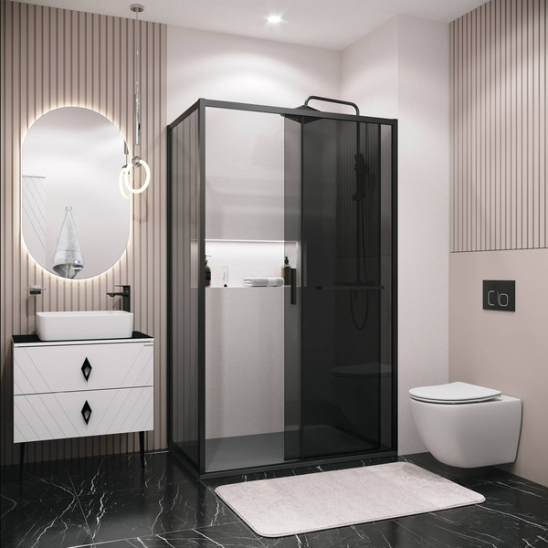 Изображение товара Душевой уголок Grossman Style 100x100x195 / 120.K33.05.1010.21.10 (черный матовый/стекло тонированное)