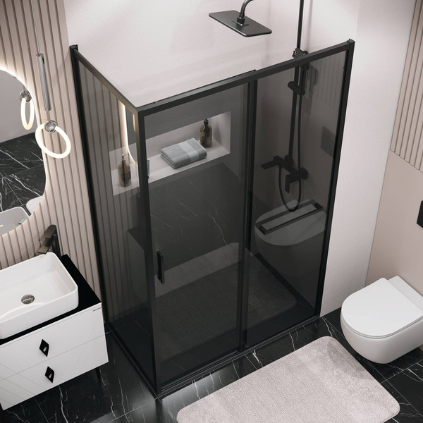 Изображение товара Душевой уголок Grossman Style 100x100x195 / 120.K33.05.1010.21.10 (черный матовый/стекло тонированное)