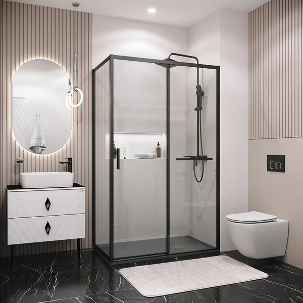 Изображение товара Душевой уголок Grossman Style 110x100x195 / 120.K33.05.1110.21.00 (черный матовый/стекло прозрачное)