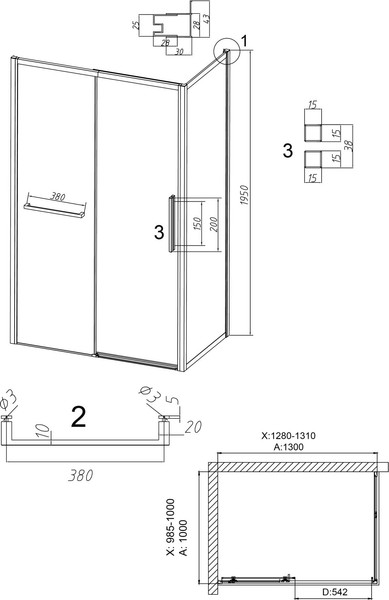 Изображение товара Душевой уголок Grossman Style 130x100x195 / 120.K33.05.1310.10.02 (хром/стекло шиншилла)