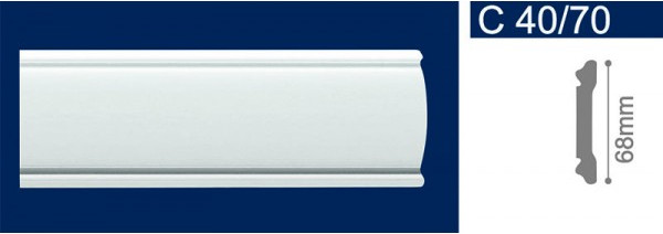 Изображение товара Молдинг SOLID C40/70 из экструдированного пенополистирола (2м/40х70мм, белый)