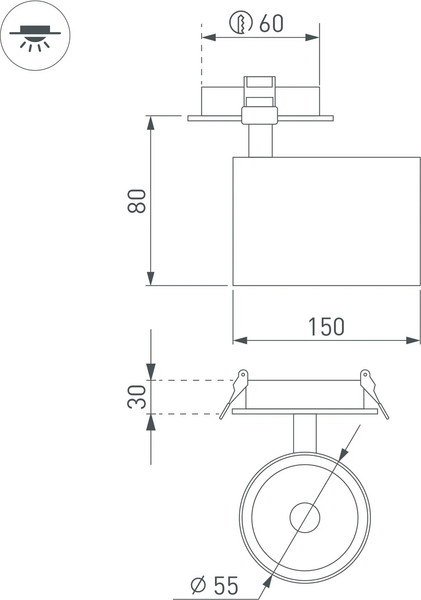 Изображение товара Спот Arlight LGD-LUMOS-R55-16W Day4000 WH 25deg 230V / 034480