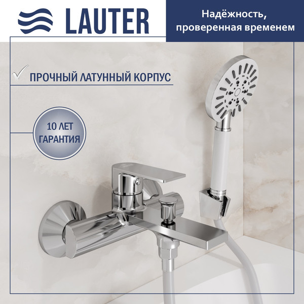 Изображение товара Смеситель Lauter Reef 21CK6678C с лейкой Lauter Nevada 21S10146 и душевым шлангом