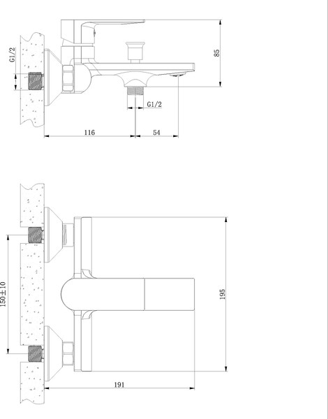 Изображение товара Смеситель Lauter Reef 21CK6678C с лейкой Lauter Nevada 21S10146 и душевым шлангом