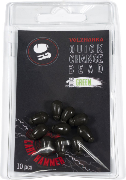 Изображение товара Набор бусин рыболовных Волжанка Quick Change Bead L / BOVQCBL-G (10шт, темно-зеленый)