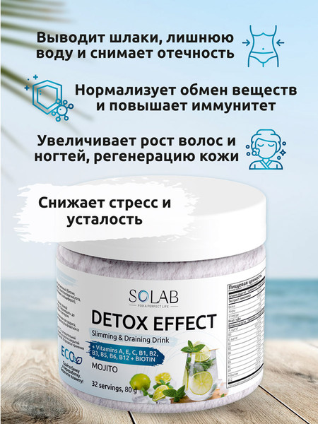 Изображение товара Пищевая добавка SOLAB Детокс и Лимонник Detox Slim Effect (32 порции, мохито)