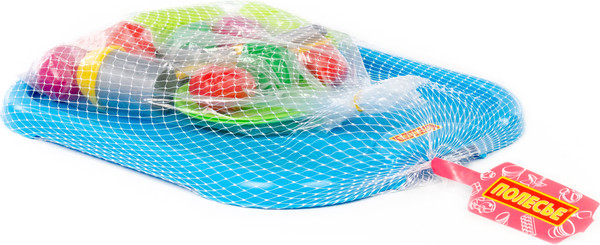 Изображение товара Набор игрушечной посуды Полесье С голубым подносом и набором продуктов / 71839