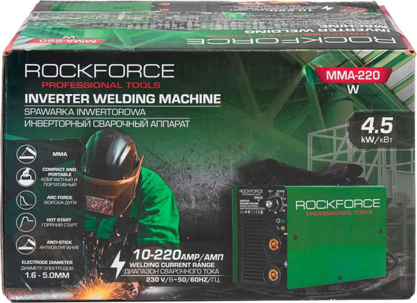 Изображение товара Инвертор сварочный RockForce RF-MMA-220(W) (65561)
