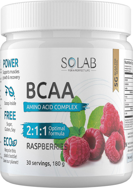 Изображение товара Аминокислоты BCAA SOLAB 2:1:1 (180г, малина)