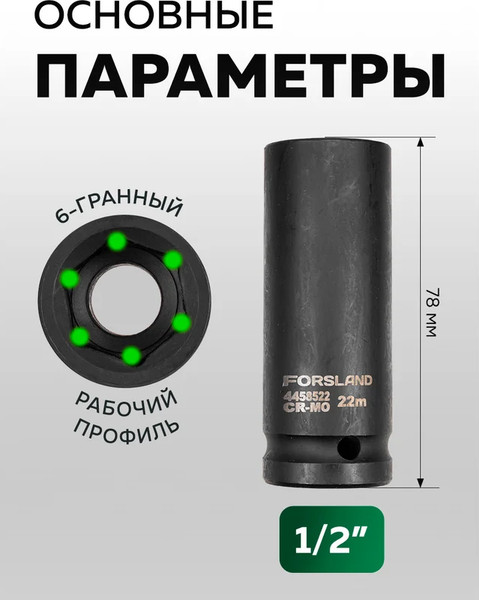 Изображение товара Набор головок слесарных Forsland 4167-5MPB (65459)