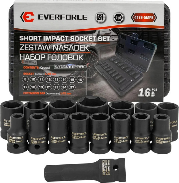 Изображение товара Набор головок слесарных Everforce EF-4179-5MPB (65462)
