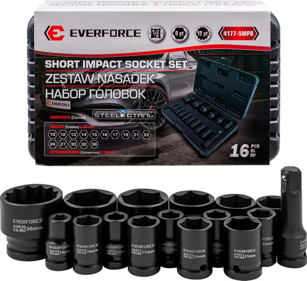 Изображение товара Набор головок слесарных Everforce EF-4177-5MPB (65465)