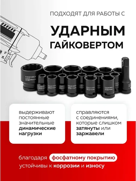 Изображение товара Набор головок слесарных Everforce EF-4177-5MPB (65465)