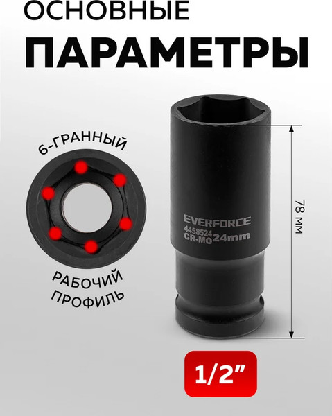 Изображение товара Набор головок слесарных Everforce EF-4117-5MPB (65468)