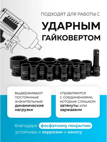 Изображение товара Набор головок слесарных Sigmatool 4177-5MPB (65467)
