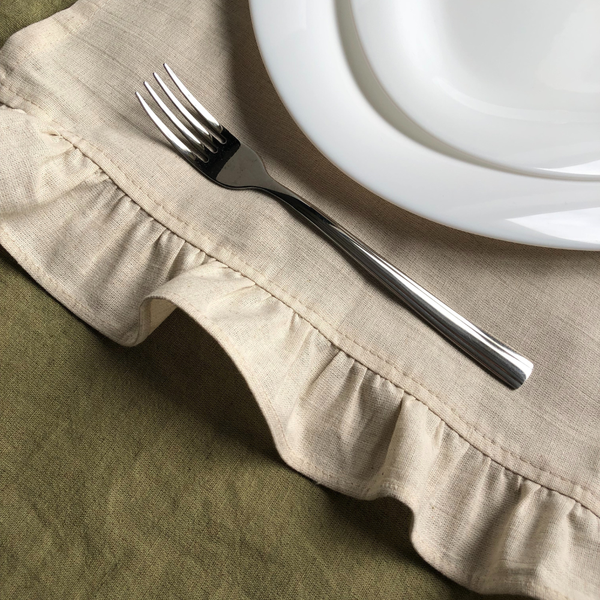 Изображение товара Набор сервировочных салфеток ОМурМебель 50x35см с рюшами (2шт, серый)