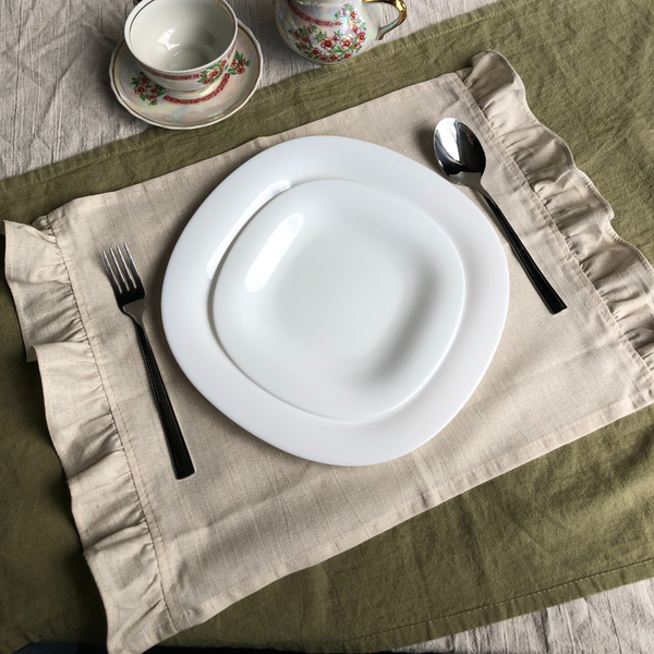 Изображение товара Набор сервировочных салфеток ОМурМебель 50x35см с рюшами (2шт, серый)