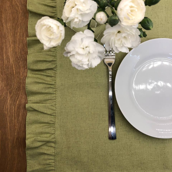 Изображение товара Сервировочная салфетка ОМурМебель 50x35см с рюшами (2шт, зеленый)