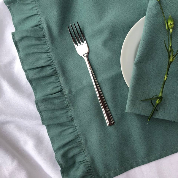 Изображение товара Набор сервировочных салфеток ОМурМебель 50x35см с рюшами (2шт, синий)