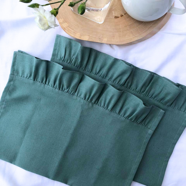 Изображение товара Набор сервировочных салфеток ОМурМебель 50x35см с рюшами (2шт, синий)