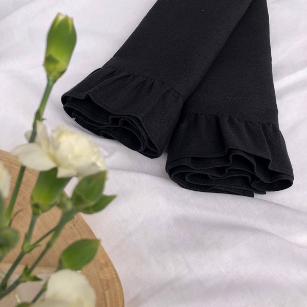 Изображение товара Набор сервировочных салфеток ОМурМебель 50x35см с рюшами (2шт, черный)