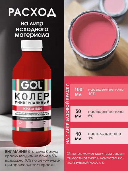 Изображение товара Колеровочная паста GOL №55 (450мл, красный)