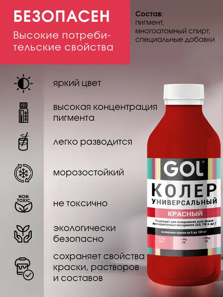 Изображение товара Колеровочная паста GOL №55 (450мл, красный)