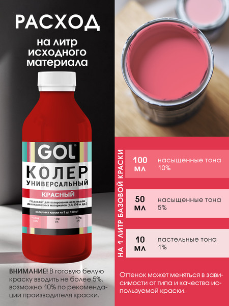 Изображение товара Колеровочная паста GOL №55 (900мл, красный)