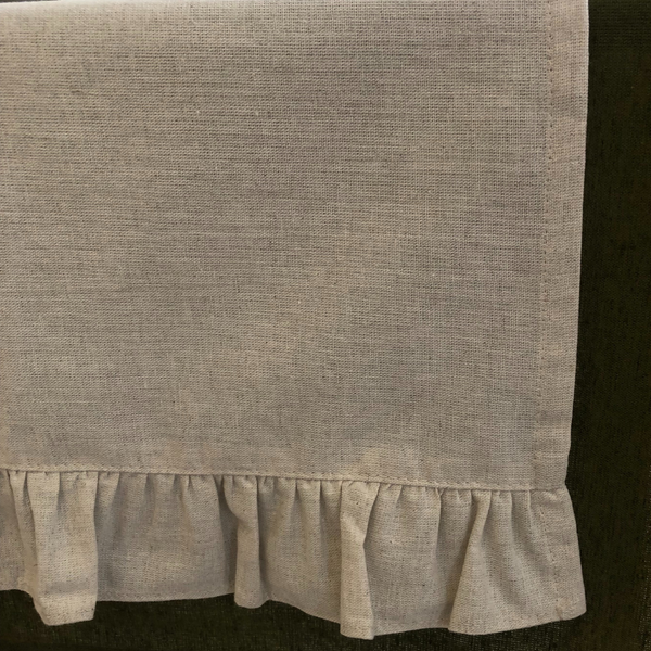 Изображение товара Дорожка на стол ОМурМебель 140x40см с рюшами (серый)