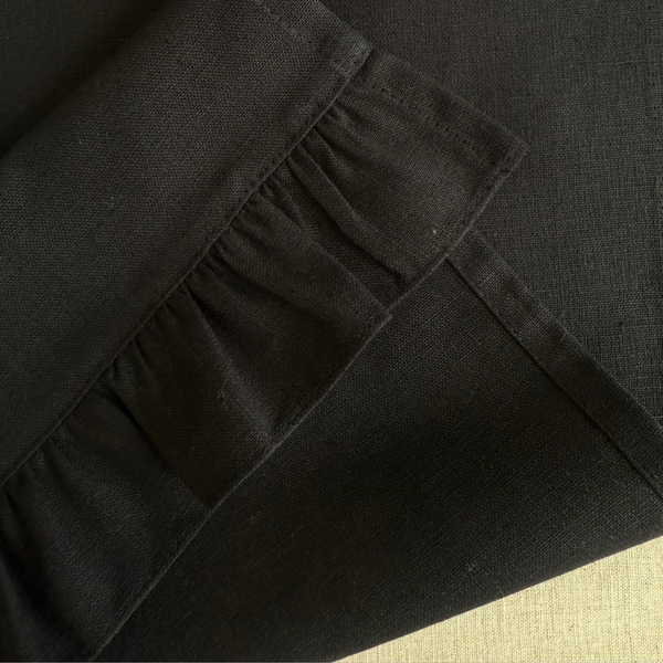 Изображение товара Дорожка на стол ОМурМебель 140x40см с рюшами (черный)