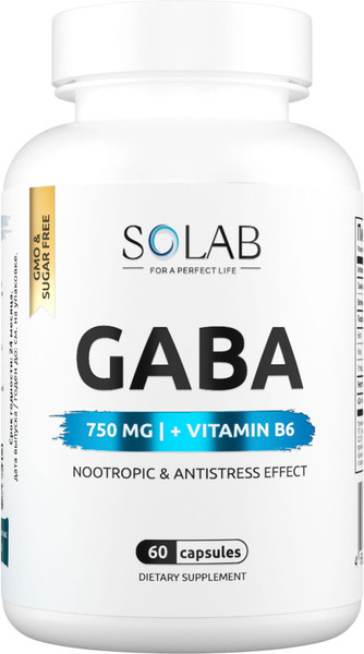 Изображение товара Комплексная пищевая добавка SOLAB GABA+В6 (60 капсул)