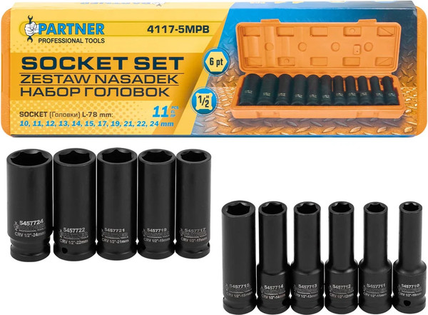 Изображение товара Набор головок слесарных Partner PA-4117-5MPB (64594)