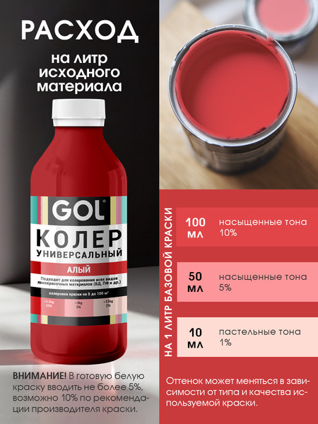 Изображение товара Колеровочная паста GOL №76 (450мл, алый)
